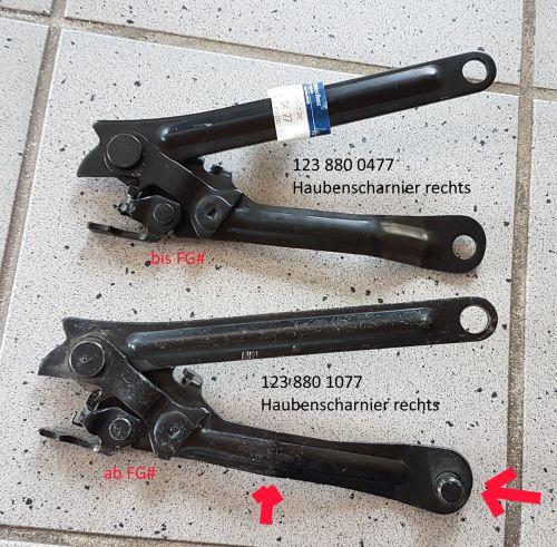 123 880 0477 Motorhaubenscharnier rechts bis FG#